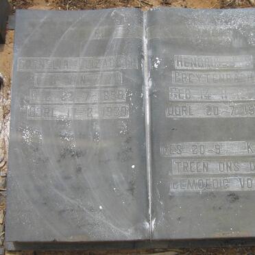 BREYTENBACH Hendrik J.S. 1856-1929 &amp; Cornelia Elizabeth VAN ZYL 1858-1930