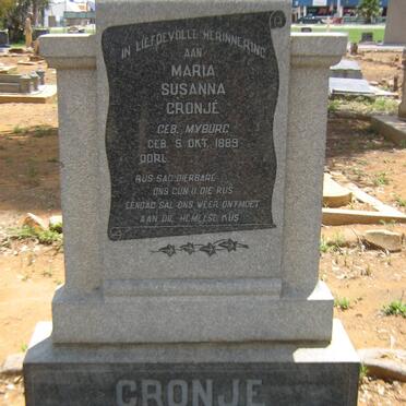 CRONJE Maria Susanna nee MYBURG 1889-