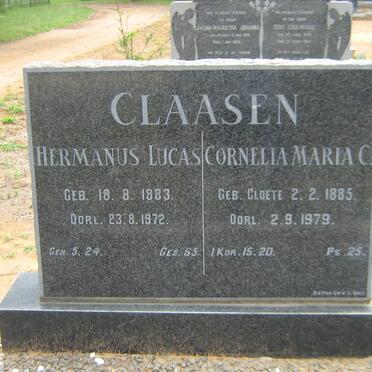 CLAASEN Hermanus Lucas 1883-1972 &amp; Cornelia Maria C. CLOETE 1885-1979