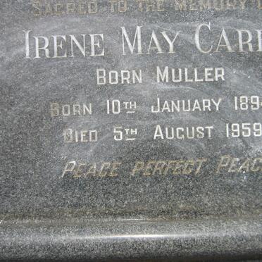 CAREY Oliver Thomas 1888-1962 &amp; Irene May MULLER 1894-1959