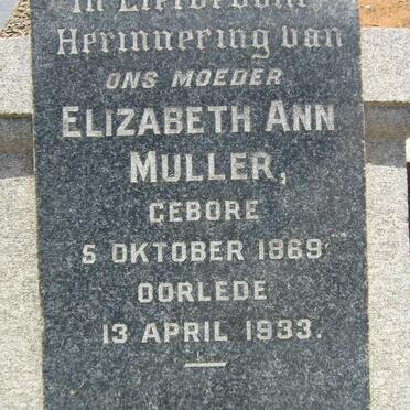 MULLER Elizabeth Ann 1869-1933