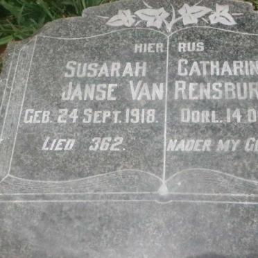 RENSBURG Susarah Catharina, Janse van 1918-1954