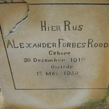 ROODT Alexander Forbes 1919-1950