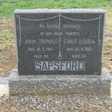 SAPSFORD John Thomas -1964 &amp; Emily Louisa -1962