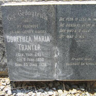 TRANTER Dorethea Maria nee VAN ZYL 1890-1930