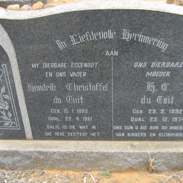 TOIT Hendrik Christoffel, du 1885-1961 &amp; H. C. 1892-1974