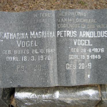 VOGEL Petrus Arnoldus 1876-1945 &amp; Catharina Magritha BOTES 1882-1970