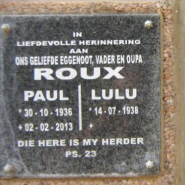 ROUX Paul 1936-2013 &amp; Lulu 1938-