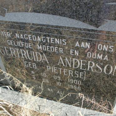 ANDERSON Gertruida nee PIETERSE 1900-1996