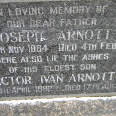 ARNOTT Joseph 1864-1963 :: ARNOTT Victor Ivan 1892-1963