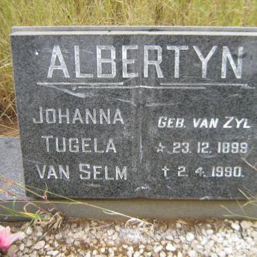 ALBERTYN Johanna Tugela van Selm nee VAN ZYL 1899-1990