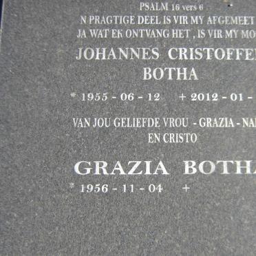 BOTHA Johannes Cristoffel 1955-2012 &amp; Grazia 1956-
