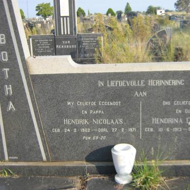 BOTHA Hendrik Nicolaas 1902-1971 &amp; Hendrina Christina 1913-1994