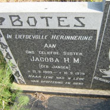BOTES Jacoba H.M. nee JANSEN 1909-1979