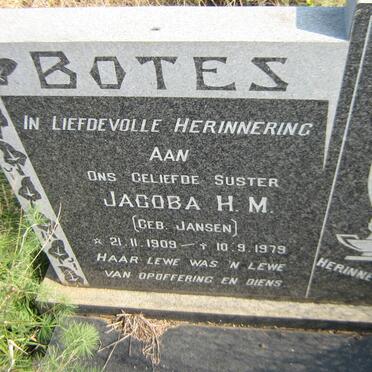 BOTES Jacoba H.M. nee JANSEN 1909-1979