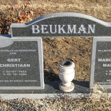 BEUKMAN Gert Christiaan 1922-1996 &amp; Maria Elizabeth Margaretha 1921-2006