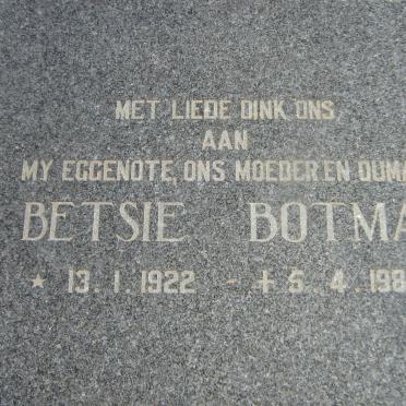 BOTMA Betsie 1922-1988