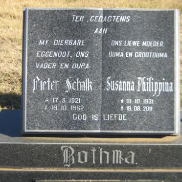 BOTHMA Pieter Schalk 1921-1982 &amp; Susanna Philippina 1931-2011