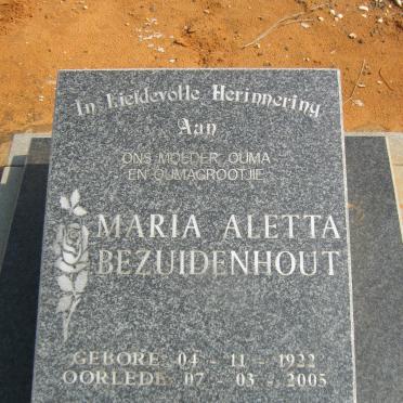 BEZUIDENHOUT Maria Aletta 1922-2005