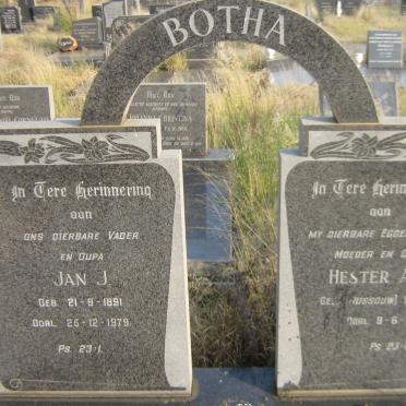 BOTHA Jan J. 1891-1979 &amp; Hester A.G. ROSSOUW 1911-1972