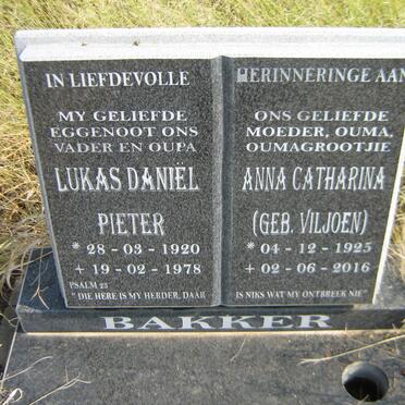 BAKKER Lukas Daniel Pieter 1920-1978 &amp; Anna Catharina VILJOEN 1925-2016