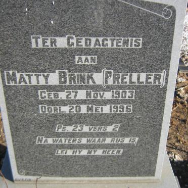 BRINK Matty nee PRELLER 1903-1996