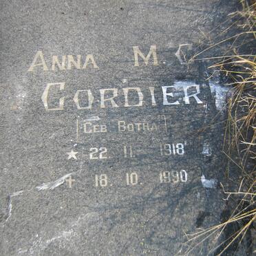 CORDIER Anna M.C. nee BOTHA 1918-1990
