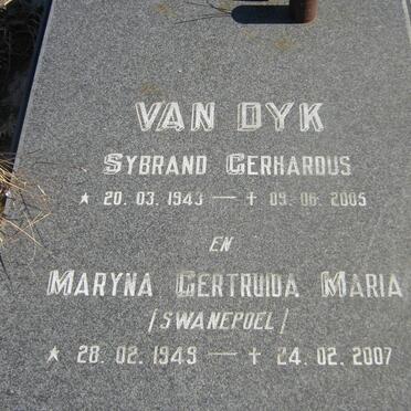 DYK Sybrand Gerhardus, van 1943-2005 &amp; Maryna Gertruida Maria SWANEPOEL 1949-2007