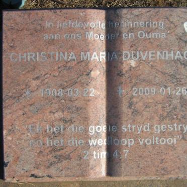 DUVENHAGE Christina Maria 1908-2009