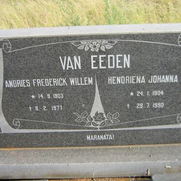 EEDEN Andries Frederick Willem, van 1903-1977 &amp; Hendriena Johanna 1904-1990