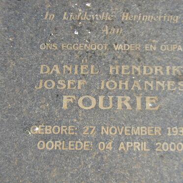 FOURIE Daniel Hendrik Josef Johannes 1932-2000