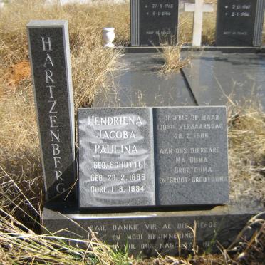 HARTZENBERG Hendriena Jacoba Paulina nee SCHUTTE 1886-1984