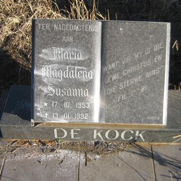 KOCK Maria Magdalena Susanna, de 1953-1992