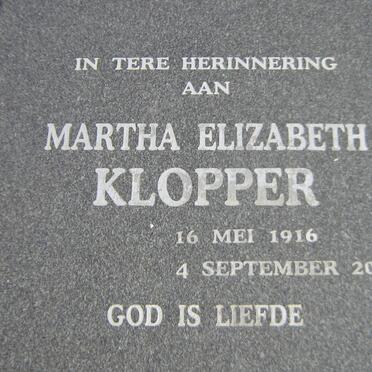 KLOPPER Hendrik Baltus 1910-2006 &amp; Martha Elizabeth 1916-2008