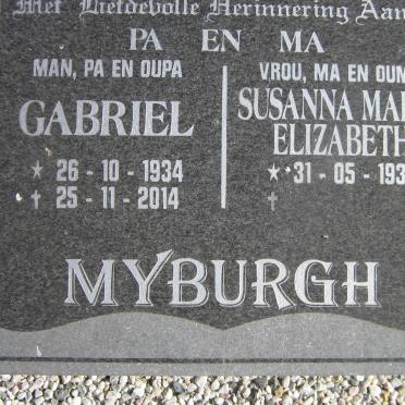 MYBURGH Gabriel 1934-2014 &amp; Susanna Maria Elizabeth 1939-
