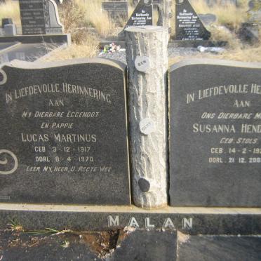 MALAN Lucas Martinus 1917-1970 &amp; Susanna Hendrina STOLS 1923-2003