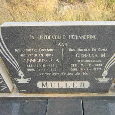 MULLER Cornelius J.A. 1891-1968 &amp; Ciebella M. NIEUWENHUIS 1896-1977
