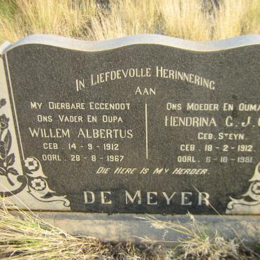 MEYER Willem Albertus, de 1912-1967 &amp; Hendrina G.J.G. STEYN 1912-1981