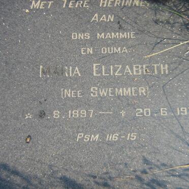 MENTZ Maria Elizabeth nee SWEMMER 1897-1879