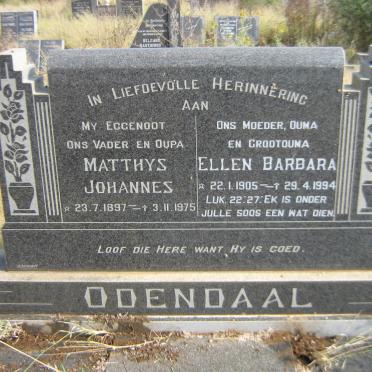 ODENDAAL Matthys Johannes 1897-1975 &amp; Ellen Barbara 1905-1994