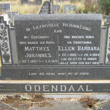 ODENDAAL Matthys Johannes 1897-1975 &amp; Ellen Barbara 1905-1994