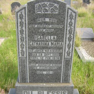 PLESSIS Isabella Catharina Maria, du nee JANSEN VAN RENSBURG 1903-1976