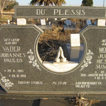 PLESSIS Johannes Paulus, du 1905-1992 &amp; Judith Hester Susanna JANZEN VAN RENSBURG 1905-1989