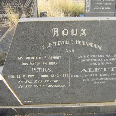 ROUX Petrus 1912-1969 &amp; Aletta 1918-2012