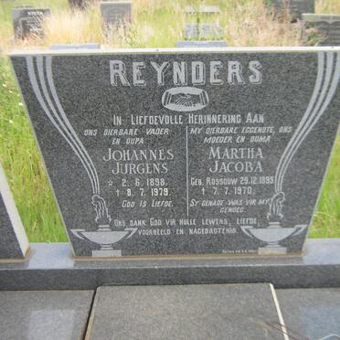 REYNDERS Johannes Jurgens 1898-1979 &amp; Martha Jacoba ROSSOUW 1899-1970