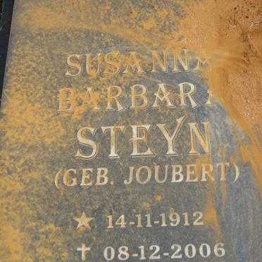 STEYN Susanna Barbara nee JOUBERT 1912-2006