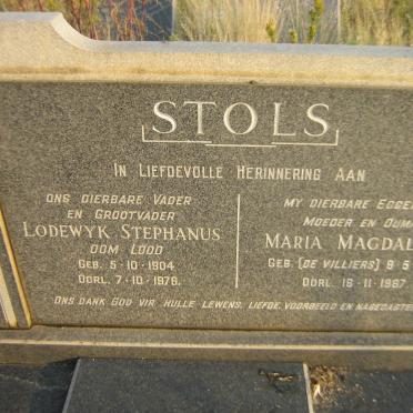 STOLS Lodewyk Stephanus 1904-1976 &amp; Maria Magdalena DE VILLIERS 1904-1967