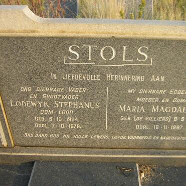 STOLS Lodewyk Stephanus 1904-1976 &amp; Maria Magdalena DE VILLIERS 1904-1967