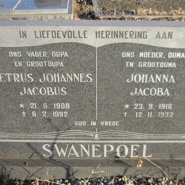 SWANEPOEL Petrus Johannes Jacobus 1908-1992 &amp; Johanna Jacoba 1916-1992