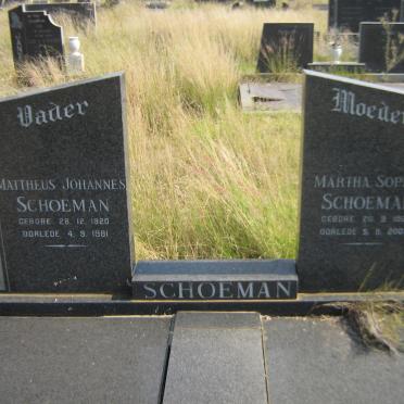 SCHOEMAN Mattheus Johannes 1920-1981 &amp; Martha Sophia 1926-2003